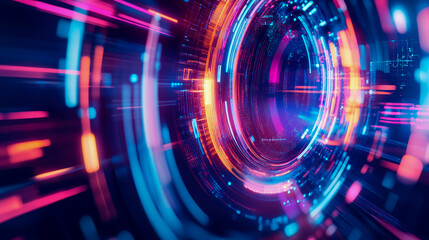 Obraz premium Abstract Futuristic Flow: A Dynamic Data Stream with Light Trails, Ideal for Tech Presentation or Website
