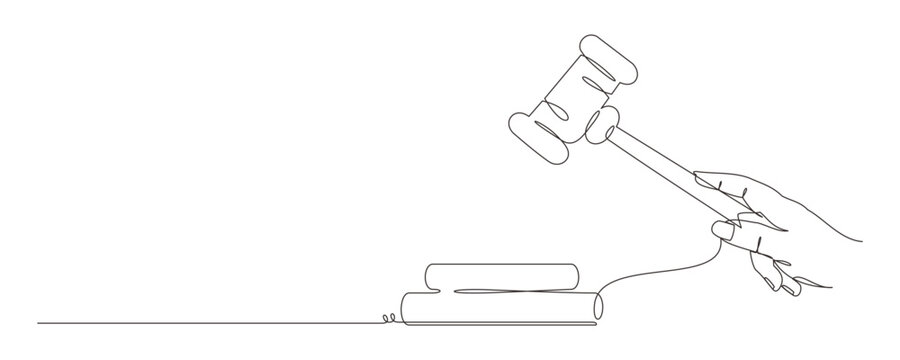 single line gavel hand, justice, law concept clip art preview