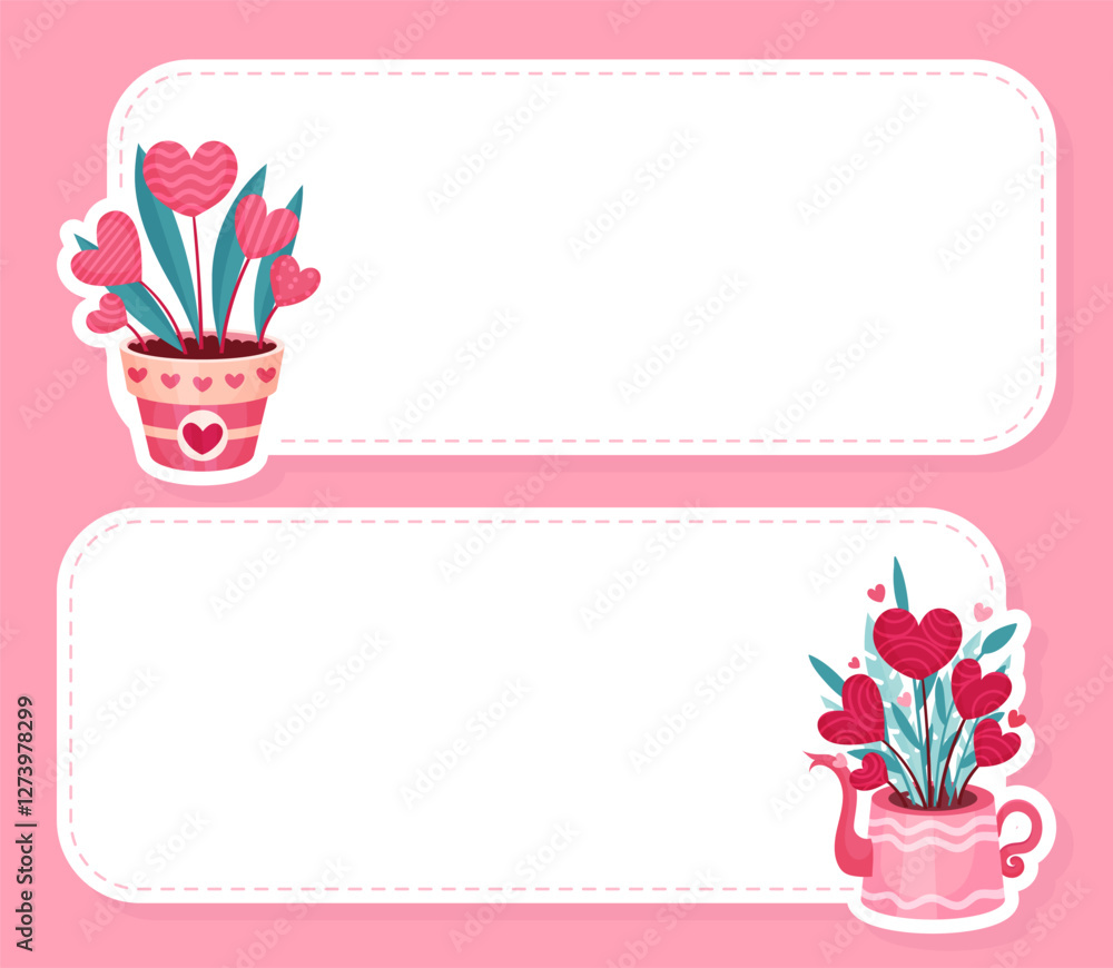 Leinwandbilder valentines day empty note card with symbol and attribute with heart vector template