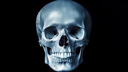 Obraz premium Anatomically Accurate Human Skull on Black Background for Medical and Educational Use