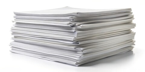 Stack of White Paper Sheets on White Background