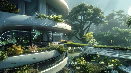 Fototapeta premium Visualize a modern, futuristic house with sleek, minimalist architecture
