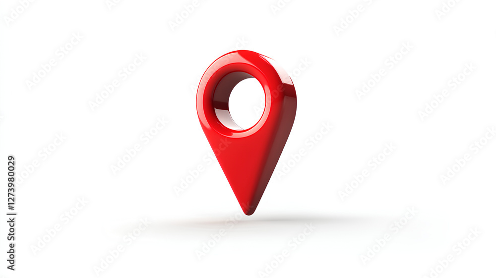 Poster isolated red pin icon on a white background, a symbol for location and navigation, perfect for map, 