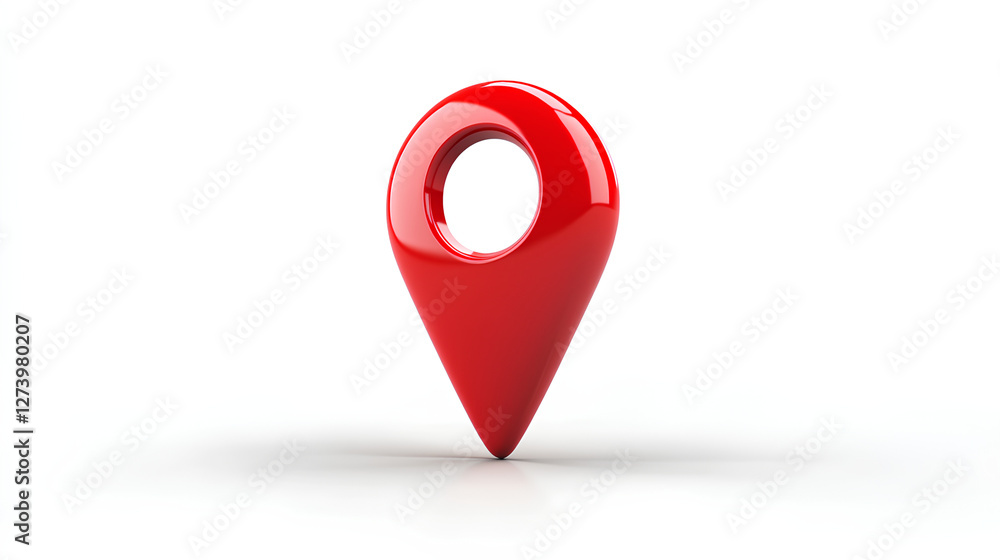 Poster isolated red pin icon on a white background, a symbol for location and navigation, perfect for map, 