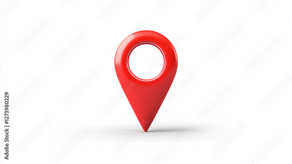 Poster isolated red pin icon on a white background, a symbol for location and navigation, perfect for map, 