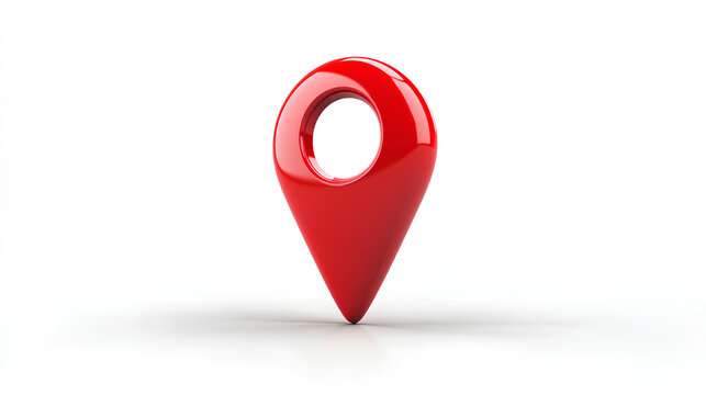 Isolated red pin icon on a white background, a symbol for location and navigation, perfect for map, travel, and GPS pointer sign, mark indicating a specific place or destination 