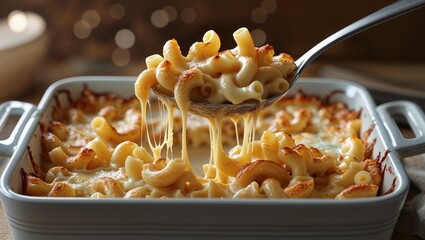 Spoon Lifting Baked Mac and Cheese