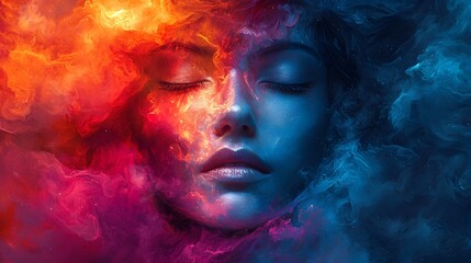 Glowing Chromatic Portrait of a Radiant Layered Individual