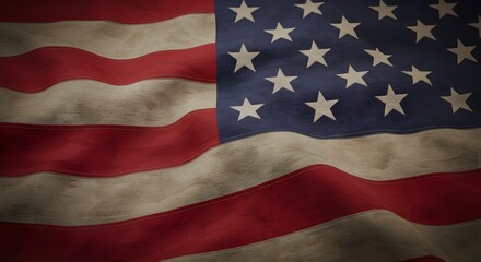 Fototapeta premium Patriotic American Flag: A Vintage-Style Image