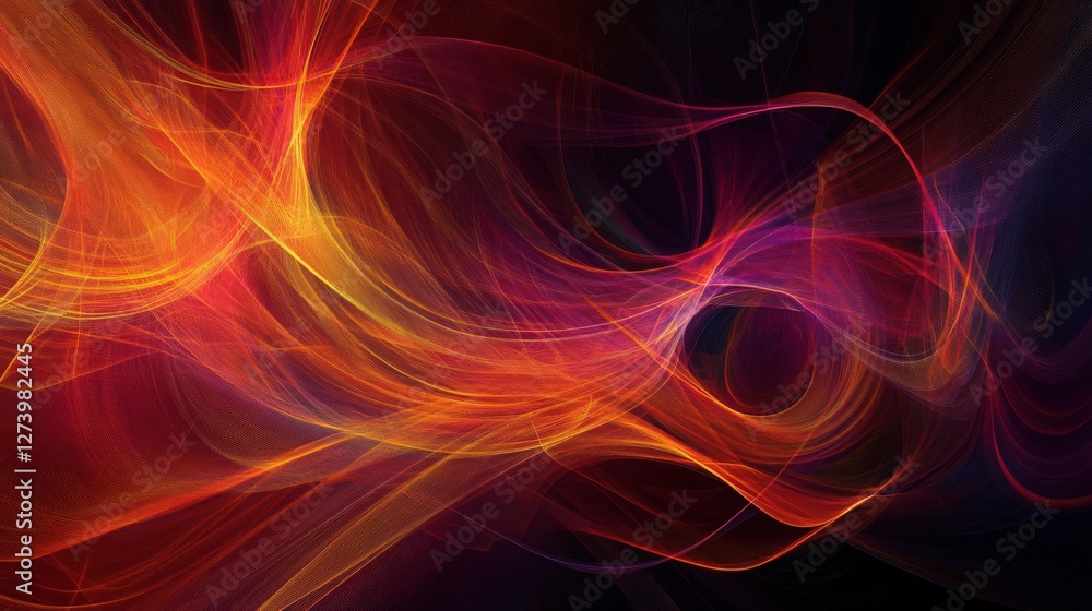 Poster fiery abstract background with dynamic flowing lines and vivid colors