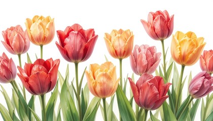 Fototapeta premium Blooming tulips in garden nature photography vibrant colors outdoor close-up