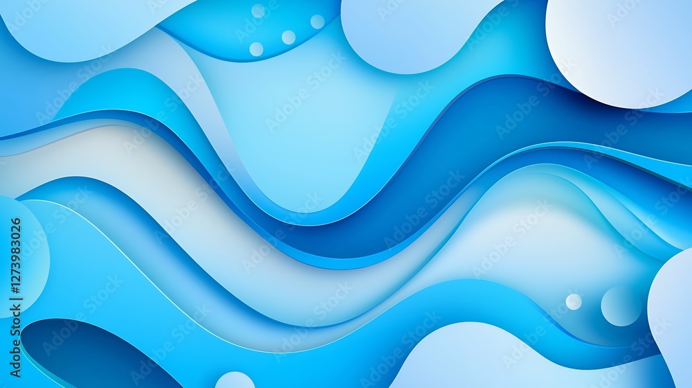 Aufkleber abstract light blue wavy background with soft shadows and smooth gradient