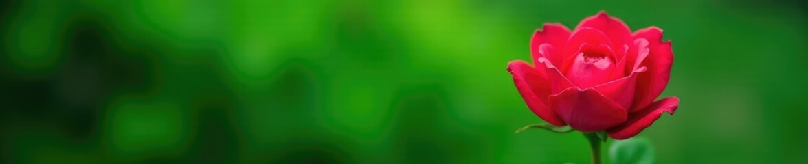 Fototapeta premium Full bloom rose against a lush green background, green, foliage