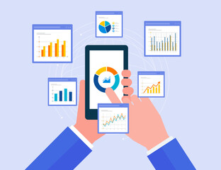 business data analytics design concept. and flat vector illustration business finance investment monitor report dashboard.
