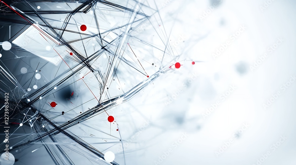 Aufkleber abstract network background with white blue and red nodes and lines