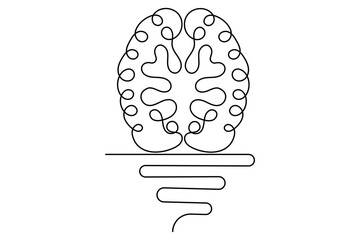 Human brain Continuous one line art drawing of scissors vector illustration design
