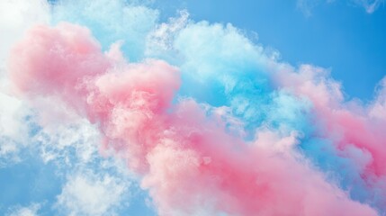 Fototapeta premium Colorful Smoke Clouds in Blue Sky with Whimsical Pastel Hues