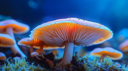 Freshness Fungus Growth, Dramatic Glowing Mushroom Spores Releasing in Ultra HD Slow Motion