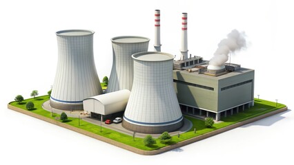 Nuclear Power Plant Isometric Illustration