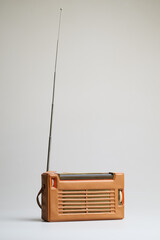  Antique and vintage radio transistor on white background