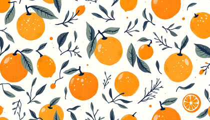 Playful and artistic oranges with fluid lines and vivid colors creating a cheerful contemporary aesthetic