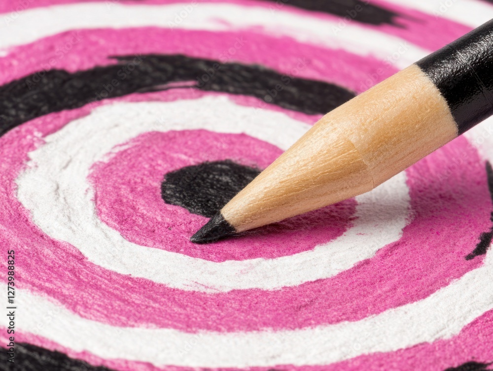 Aufkleber close-up of colorful pencil creating vibrant swirls on textured paper, artistic and creative visual 