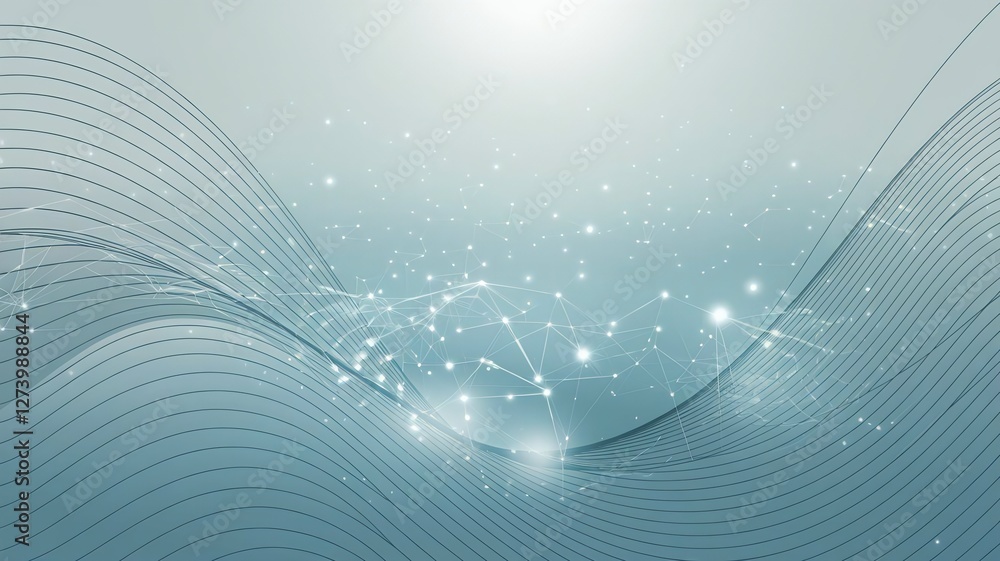 Poster futuristic blue wave vector design with abstract lines and light