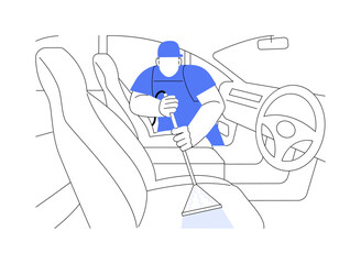 Car interior cleaning isolated cartoon vector illustrations.