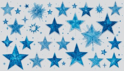 Celestial blue stars abstract digital artwork