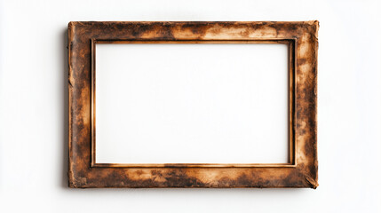 Vintage wooden picture frame on white background