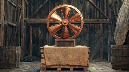 Obraz premium A rustic fanous crafted entirely out of copper and wood