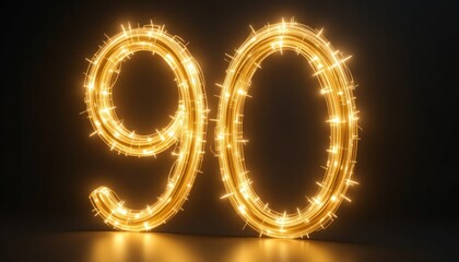 Glowing Number Ninety: A Festive, Bright, and Sparkling Golden Celebration