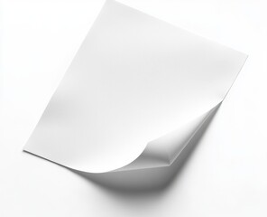 Blank paper sheet corner curled, white background, mockup (1)