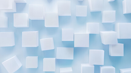 Random shifted white cube boxes block the background wallpaper banner. abstract 3d square white technology communication concept background. Random shifted white cube square boxes block the background
