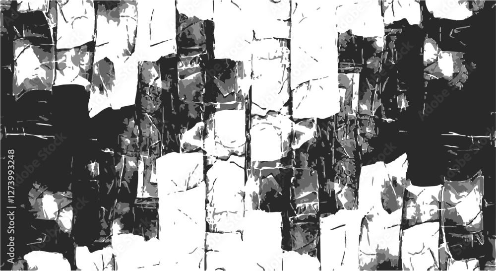 Poster monochrome texture composed of irregular graphic elements. distressed uneven grunge background. abst