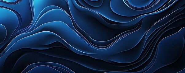 Obraz premium Modern minimalist abstract blue background with wavy curved lines