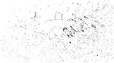 Monochrome texture composed of irregular graphic elements. Distressed uneven grunge background. Abstract vector illustration. Overlay for interesting effect and depth. Isolated on white background.
