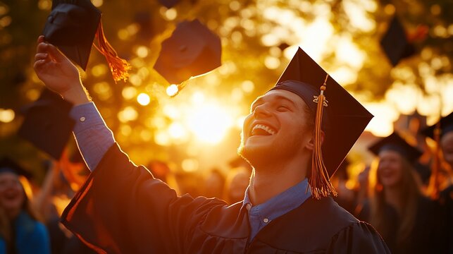 Triumph and joy, Graduating class celebrates academic achievement in golden light