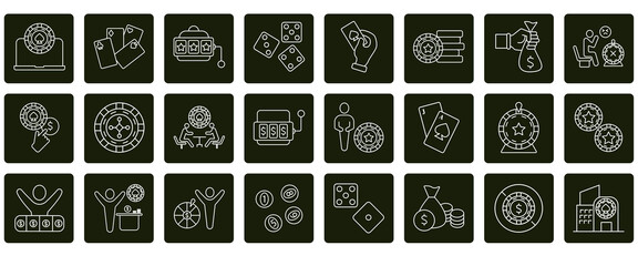 casino icons set. Set of editable stroke icons.Set of casino