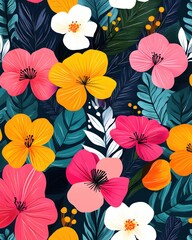 Vibrant floral arrangement with colorful petals and lush foliage creates a cheerful mood