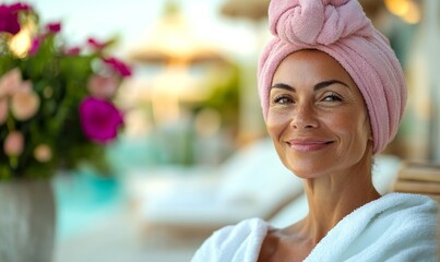 Mature senior woman getting treatment on spa treatment enjoying relax and vacation in resort