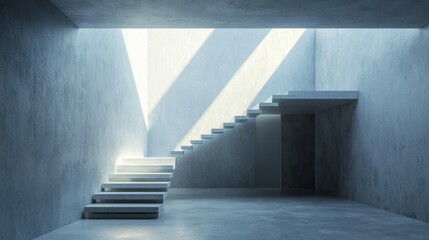 Obraz premium Modern Interior Design with Floating Stairs and Natural Light