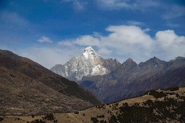 Majestic snow-capped mountain peaks andes region nature photography scenic landscape panoramic view wilderness beauty