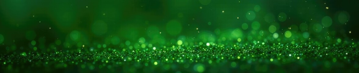 Obraz premium A delicate sprinkle of green glitter dust on the lush green branches of a fir Christmas tree, sparkling, glitters, conifer