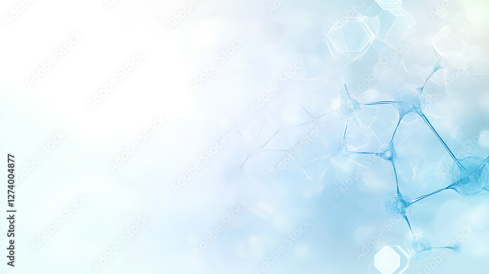 Wall mural white and light blue medical abstract gradient background with molecules. web banner. medical backgr