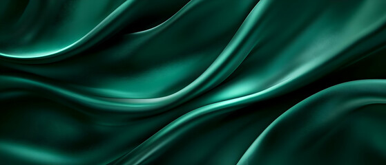 Obraz premium Emerald silk drapes, flowing background