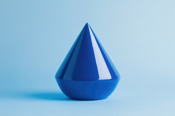 A Shiny Blue Conical Drop Shaped Object