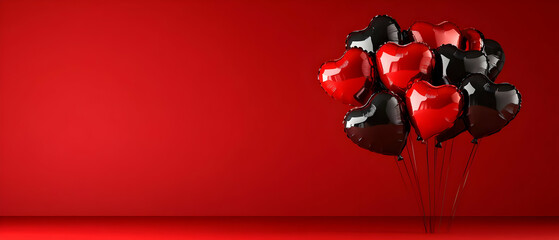 Red room, heart balloons, Valentine's