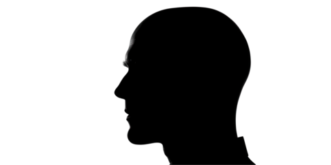 Silhouette profile of a human head with transparent background minimalist design studio environment side view concept art