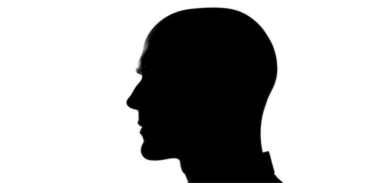 Silhouette profile of a human head with transparent background minimalist design studio environment side view concept art